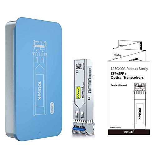 10Gtek 1.25G SFP Transceiver 1000Base-LX, 1310nm SMF SingleMode Fiber Optic Module, up to 10 km, for Cisco GLC-LH-SMD, Meraki MA-SFP-1GB-LX10, Ubiquiti UniFi, Fortinet, Mikrotik, TP-Link, Pack of 2|B08BP6MX14