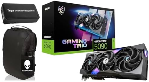 msi Gaming Trio GeForce 5090 OC 32GB GDDR7 GPU, 32GB GDDR7, PCI Express® Gen 5, Boost: 2482 MHz (Gaming & Silent Mode, Memory Bus, 512-bit. Bundle with Targus Dock Station and Backpack Alienware.