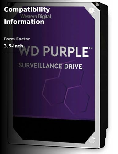 Western Digital 12TB WD Purple Surveillance Internal Hard Drive HDD - SATA 6 Gb/s, 256 MB Cache, 3.5" - WD121PURZ
