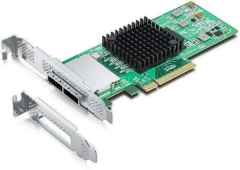 H!Fiber 6G External PCIe Controller Card, SAS/SATA HBA Host Bus Adapter, SAS 2008 Chip, PCIE X8, 2X SFF-8088 Ports,Same as 9200-8E|B0BTLZLCS9