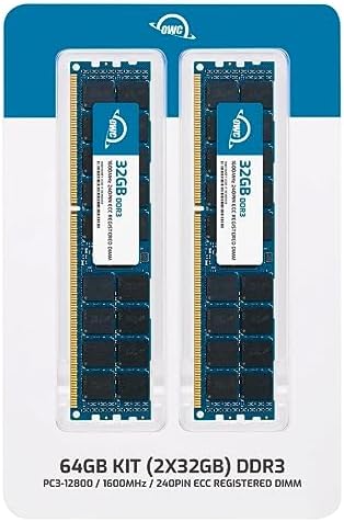 OWC 64GB (2x32GB DDR3 1600 PC3-12800 CL11 4Rx4 240-pin 1.5V ECC Registered RDIMM Memory RAM Module Upgrade Kit for Select Workstations or Servers
