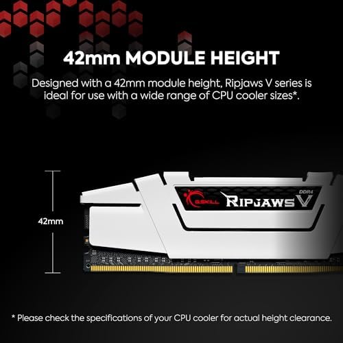 G.SKILL RipjawsV Series DDR4 RAM (XMP 64GB (2x32GB 3200MT/s CL16-18-18-38 1.35V Intel AMD Desktop Computer Memory U-DIMM - Black (F4-3200C16D-64GVK