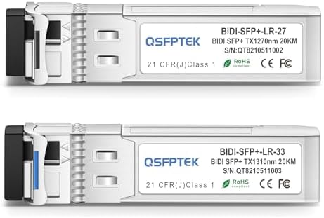 1 Pair 10G SFP+ Bidi Transceivers, 10gbe SFP LC Single-Mode Module, Bi-Directional Mini gbic for Cisco SFP-10G-BXD-I (1330nm-TX/1270nm-RX) / SFP-10G-BXU-I (1270nm-TX/1330nm-RX),10KM, with DDM|B07QLKDZJH