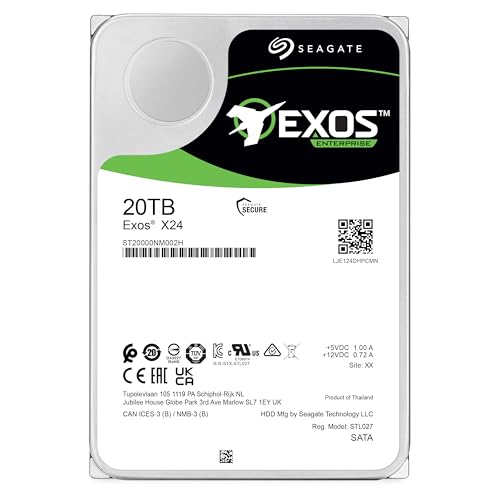 Seagate Exos X24 20TB Enterprise Internal Hard Drive HDD - 12GB/s SATA 7200RPM 2.5M MTBF (ST20000NM002H)|B0CN5LH117