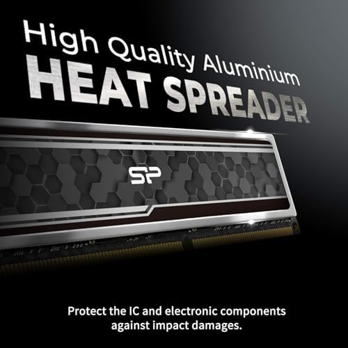 Silicon Power Value Gaming DDR4 RAM 32GB (2x16GB 3200MHz (PC4 25600 288-pin CL16 1.35V UDIMM Desktop Memory Module with Heatsink Grey SU032GXLZU320BDAJ7