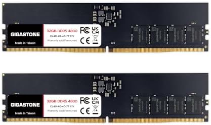 【DDR5 RAM】 GIGASTONE 32GB Kit (2x16GB) DDR5 4800MHz PC5-38400 CL 40-40-40-77 1.1V UDIMM 288 Pin Unbuffered Non ECC PC Desktop Memory Module Upgrade|B0CB38GYPZ