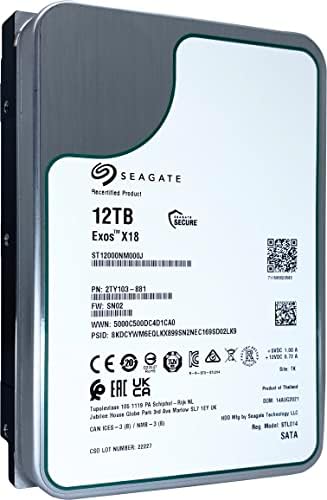 Seagate Exos X18 12TB 7200 RPM 512e/4Kn SATA 6Gb/s 256MB Cache 3.5-Inch Enterprise HDD (ST12000NM000J) (Renewed)|B0BNW797DN