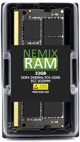 NEMIX RAM 64GB (2X32GB DDR4 2400MHZ PC4-19200 2Rx8 1.2V CL17 260-PIN ECC SODIMM KIT