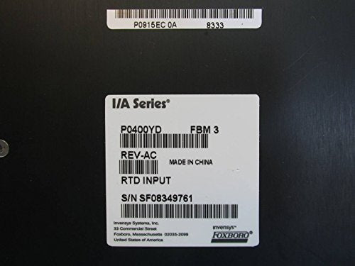 Foxboro P0400YD FBM 3 I/A Series PLC RTD Input Module P0 400 YD Rev AC PO400YD|B071DTQ3R9