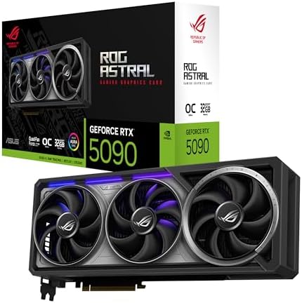 ASUS ROG Astral GeForce RTX 5090 White OC Edition Gaming Graphics Card (PCIe 5.0, 32GB GDDR7, HDMI/DP 2.1, 3.8-slot, 4fan design, Axial-tech fans, patented vapor chamber, Phase-change GPU thermal pad