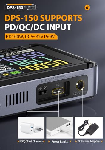 FNRSI【Upgraded DPS-150】DC Power Supply Variable with 100W Fast Charger, 0-30V 0-5A Adjustable DC CNC Power Supply, Power Ripple <20mV, PD/QC/DC Input with IPS Display, PC Programmable Power Supply