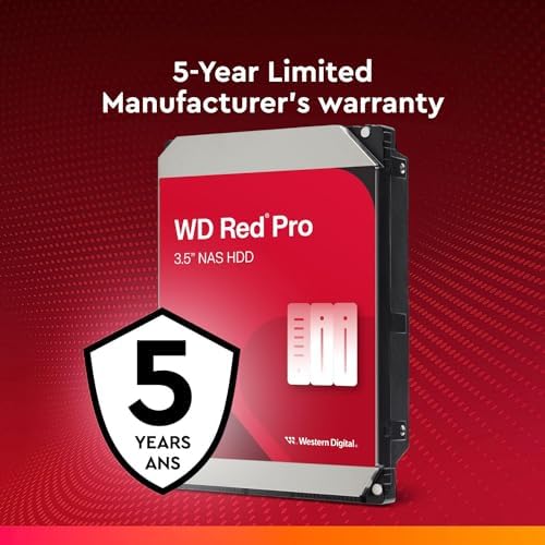 Western Digital 20TB WD Red Pro NAS Internal Hard Drive HDD - 7200 RPM, SATA 6 Gb/s, CMR, 512 MB Cache, 3.5" - WD201KFGX|B09TBF6GHJ