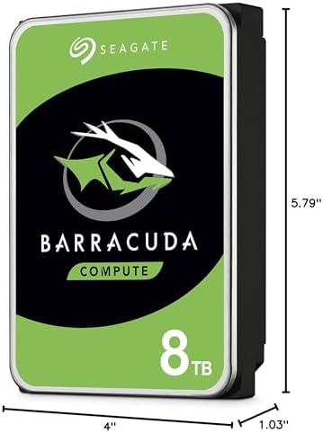 Seagate BarraCuda 8 TB Internal Hard Drive HDD – 3.5 Inch SATA 6 Gb/s, 5,400 RPM, 256 MB Cache for Computer Desktop PC (ST8000DMZ04/004