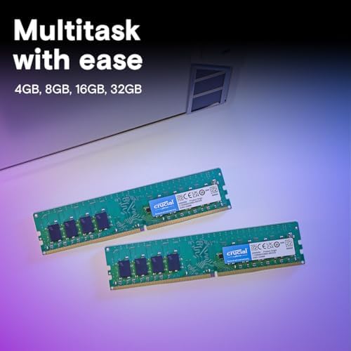 Crucial 32GB DDR4 RAM, 3200MHz (PC4-25600 CL22 Desktop Memory, UDIMM 288-Pin, Downclockable to 2933/2666MHz, Compatible with Intel and AMD Ryzen - CT16G4DFRA32A
