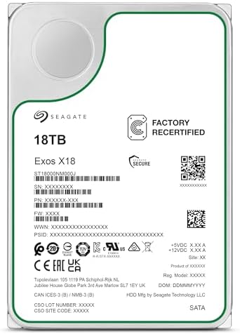 Seagate Enterprise 3.5" 18000 GB 7200 RPM 18 TB 3.5" 7200 RPM SATA ST18000NM00J (Renewed