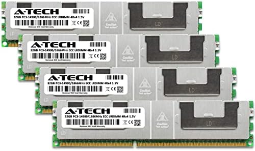 A-Tech 128GB Kit (4x32GB RAM for Dell PowerEdge C6220 II, M620, R620, R720, R920 | DDR3 1866MHz PC3-14900 ECC LRDIMM 4Rx4 1.5V Load Reduced Server Memory Upgrade