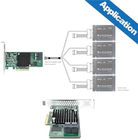 H!Fiber LSI SAS 9211-8i RAID Controller Card, 6Gb/s Internal SAS/SATA HBA Card, LSI 2008 Chip, PCI Express 2.0 X8, 2X SFF-8087 Ports