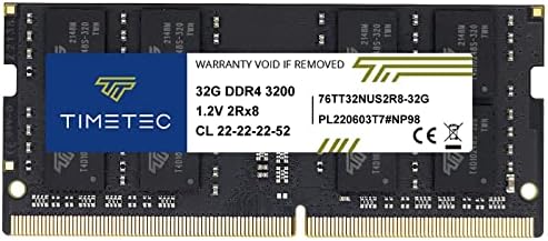 Timetec 16GB DDR4 3200MHz (or 2933MHz or 2666MHz) PC4-25600 Non-ECC Unbuffered 1.2V CL22 2Rx8 Dual Rank 260 Pin SODIMM Laptop Notebook PC Computer Memory RAM Module Upgrade|B098TXZY34