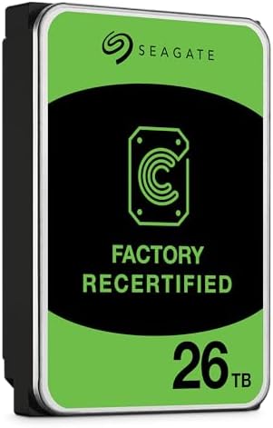 Seagate (Recertified Exos 26TB Internal Hard Drive HDD - 3.5 in CMR SATA 6Gb/s, 7200 RPM, 512MB Cache, 2.5M MTBF (ST26000NM000C , Renewed