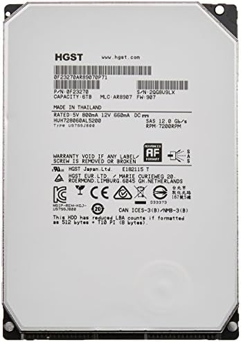HGST Ultrastar He8 HUH728080AL5200 | 0F23268 | 8TB 7.2K RPM 128MB Cache SAS 12Gb/s 512E 3.5" Helium Platform Enterprise Hard Drive Bare Drive|B00UOGW4AO