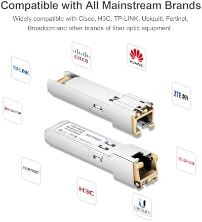 4Pack 10GBASE-T SFP+ to RJ45 Copper Module Mini-GBIC Transceiver for Cisco SFP-10G-T-S, Ubiquiti UF-RJ45-10G , Netgear, Mikrotik, D-Link, Supermicro, TP-Link, Linksys, CAT6A/CAT7, up to 100FT(30M)|B08P4MJ36T