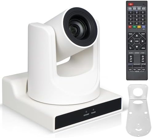 SMTAV PTZ Camera,30X AI Tracking with Zoom Camera with HDMI/SDI/USB3.0/IP Streaming Outputs for Meeting, Church, Events, Teaching(30X Optics Zoom, White