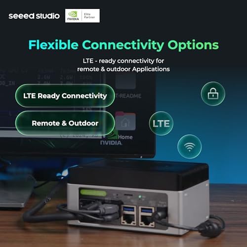 seeed studio NVIDIA Jetson Orin NX 16GB Edge AI Device - reComputer J4012, 4xUSB 3.2, M.2 Key E & Key M Slot, Pre-Installed Jetpack System with NVIDIA Jetpack on 128GB NVMe SSD|B0C88V4CB7