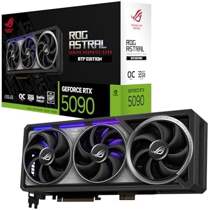 ASUS ROG Astral GeForce RTX™ 5090 OC Edition Gaming Graphics Card (PCIe® 5.0, 32GB GDDR7, HDMI®/DP 2.1, 3.8-Slot, 4-Fan Design, Axial-tech Fans, Patented Vapor Chamber, Phase-Change GPU Thermal pad