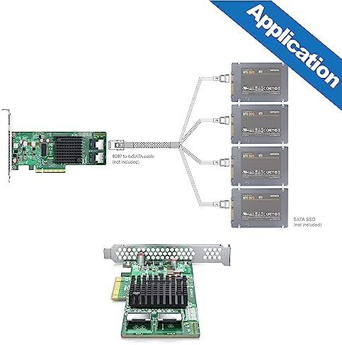 H!Fiber 12G Internal PCIe Controller Card, 8 Ports 12Gb/s SATA + SAS HBA Card, Broadcom's 3008 Chip, PCI Express 3.0 X8, 2X Mini SAS SFF-8643 Ports, Same as 9300-8I with Low Profile Bracket|B0BTM28KFJ