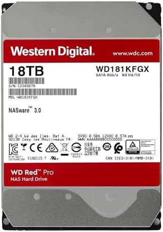 Western Digital 16TB WD Red Pro NAS Internal Hard Drive HDD - 7200 RPM, SATA 6 Gb/s, CMR, 512 MB Cache, 3.5" - WD161KFGX|B08K3VVKSW