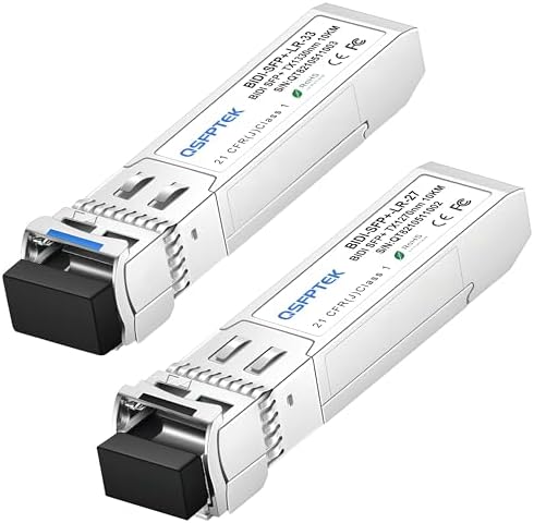 1 Pair 10G SFP+ Bidi Transceivers, 10gbe SFP LC Single-Mode Module, Bi-Directional Mini gbic for Cisco SFP-10G-BXD-I (1330nm-TX/1270nm-RX) / SFP-10G-BXU-I (1270nm-TX/1330nm-RX),10KM, with DDM|B07QLKDZJH