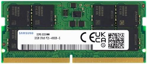 Samsung 32GB DDR5 4800MHz PC5-38400 CL40 SODIMM 2Rx8 Dual Rank 1.1V 262-Pin Laptop, Notebook RAM Memory