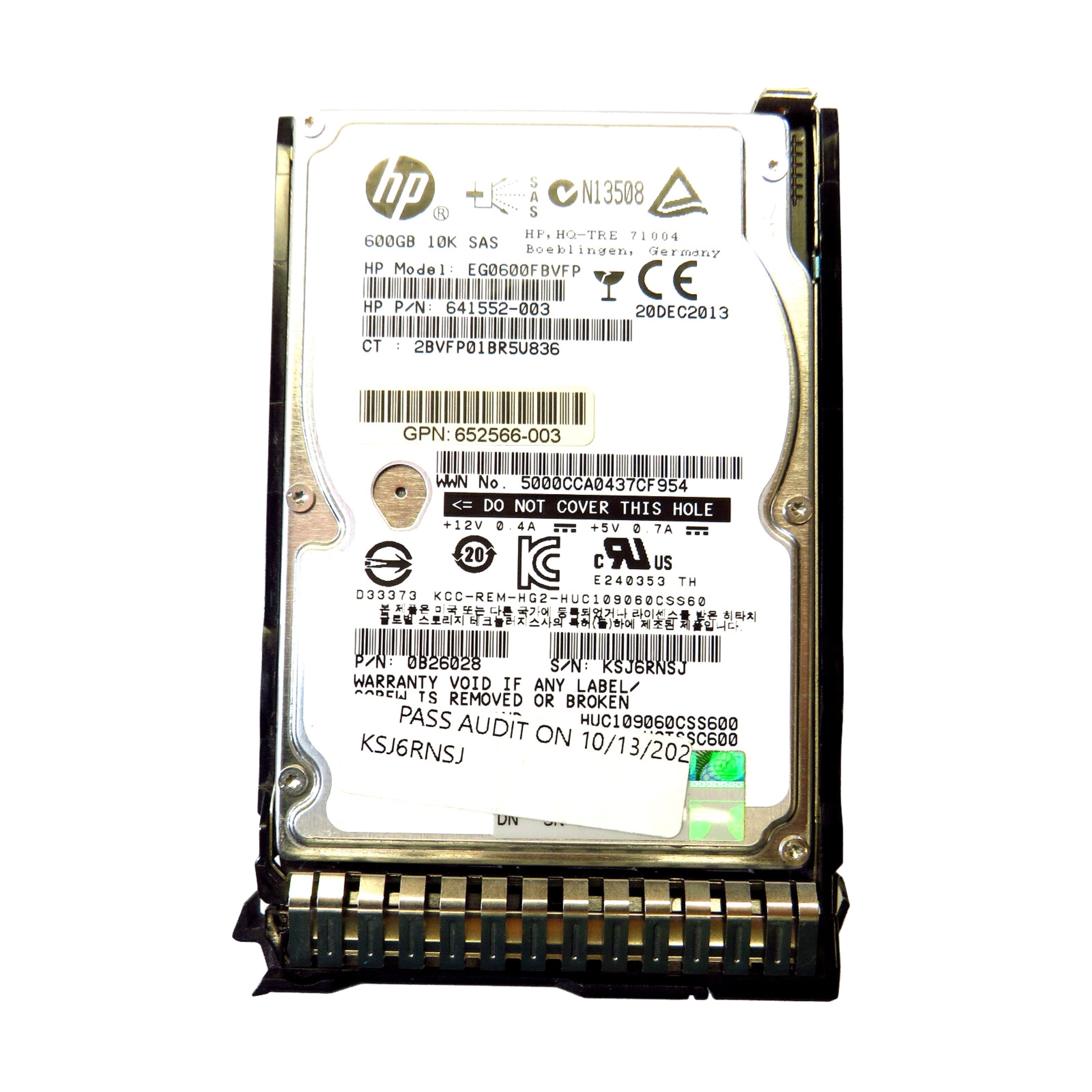 HP 653957-001 2.5" 600GB 10000RPM SAS 6Gb/s Hard Disk Drive (HDD), Silver (Refurbished)