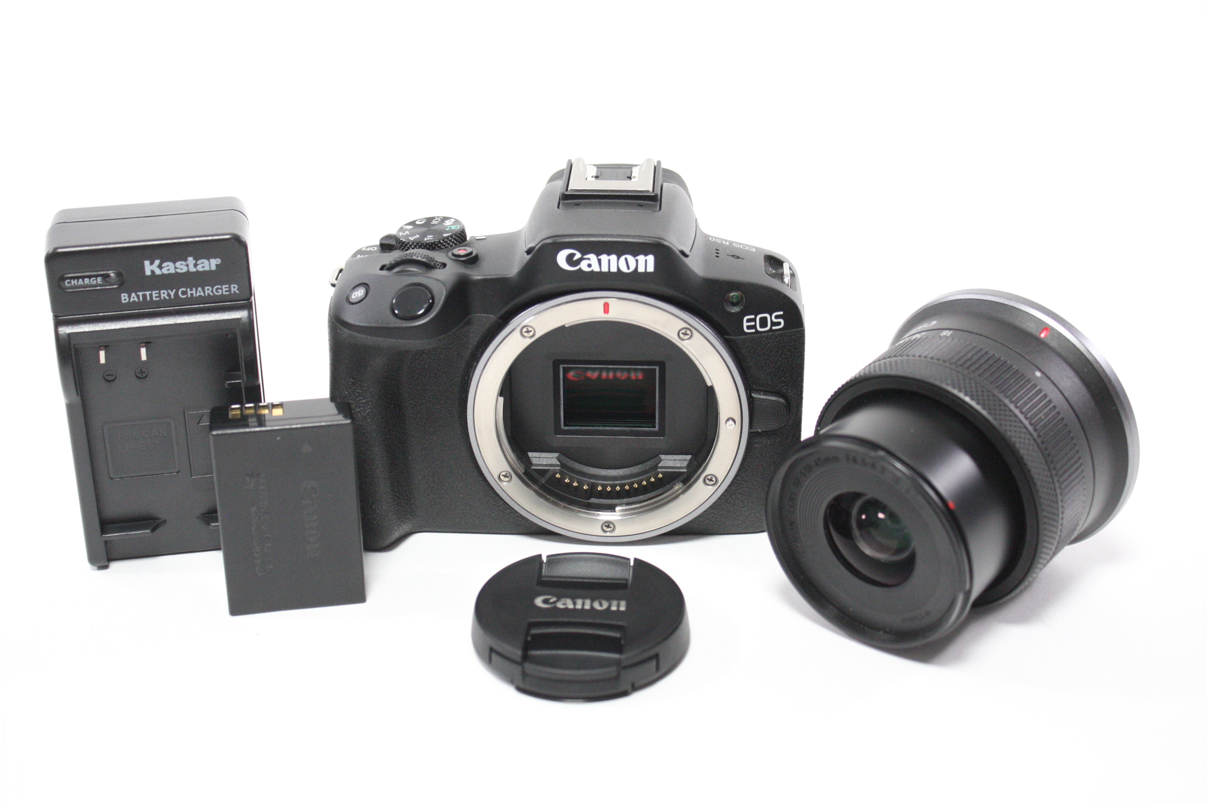 Canon EOS R50 Digital Mirrorless Camera with 18-45mm f/4.5-6.3 IS STM Lens with Shutter Count 1000 or Less