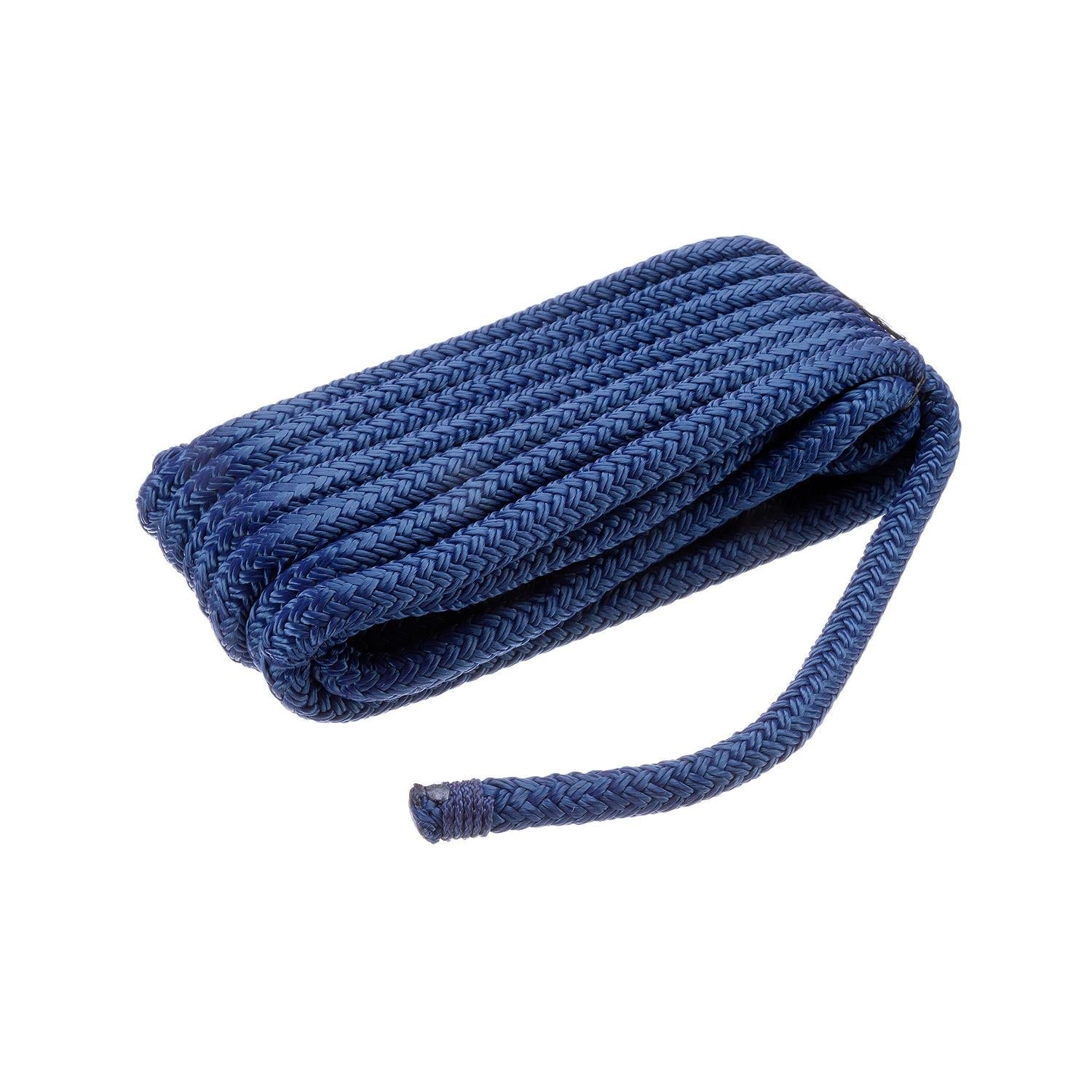 Seachoice Double-Braid Nylon Dock Line w/ Eye Splice, Pre-Shrunk, Heat Stabilized, 3/8 In. X 15 Ft., Navy