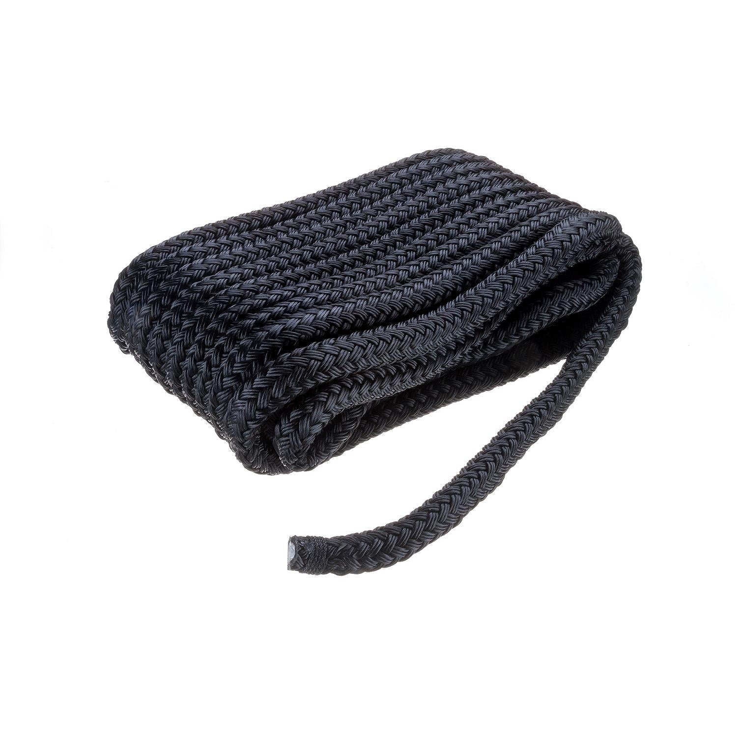 Seachoice Double-Braid Nylon Dock Line w/ Eye Splice, Pre-Shrunk, Heat Stabilized, 5/8 In. X 35 Ft., Black