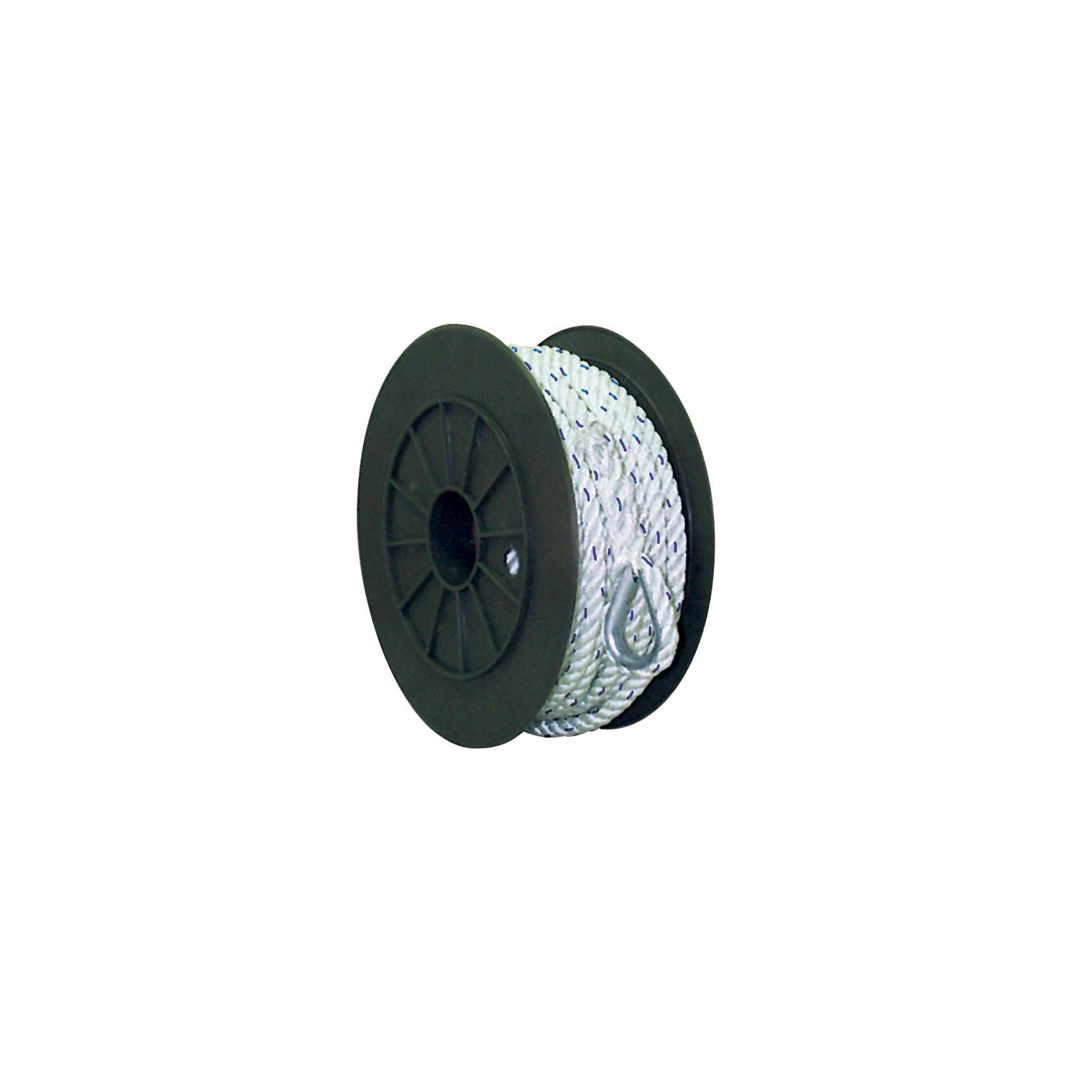 Seachoice 47921 Premium 3-Strand Twisted Nylon Anchor Line White w/ Blue Tracer, 5/8" x 200'