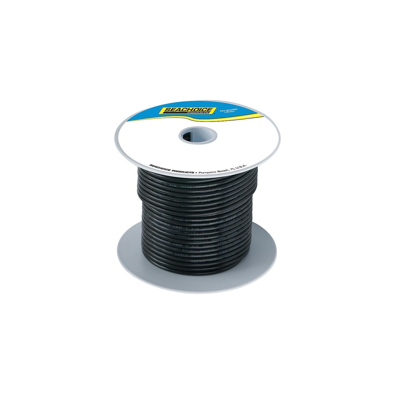 Seachoice 50-63103 Tinned Copper Marine Wire, 14 AWG, Black, 250'