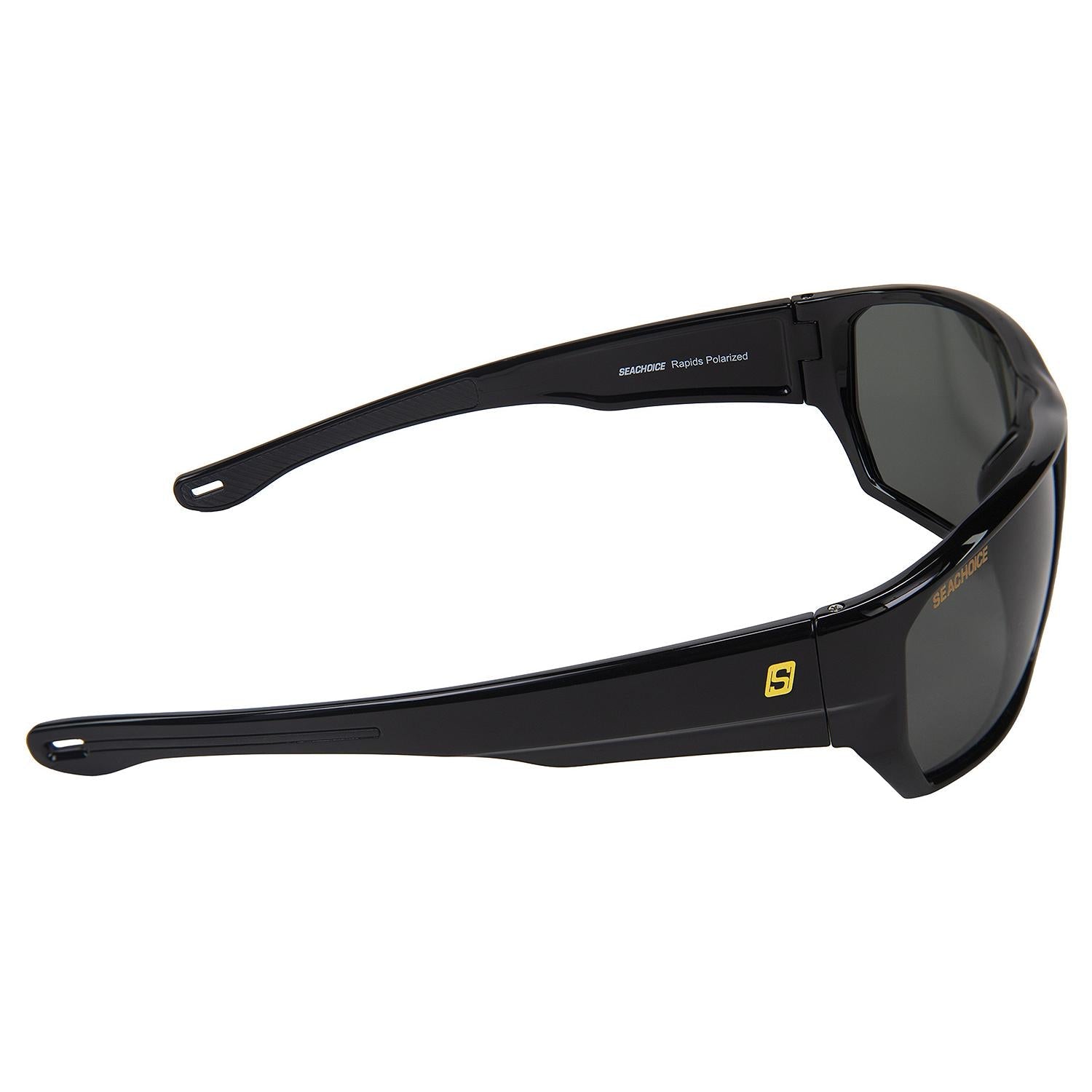Seachoice YP120481000000 98828 "Rapids" Polarized Sunglasses, Frame: Shiny Black, Lens: Grey