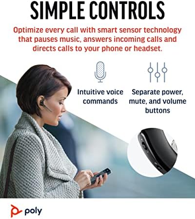 Poly Voyager Legend Wireless Headset (Plantronics) - Single-Ear Bluetooth w/Noise-Canceling Mic - Voice Controls - Mute & Volume Buttons - Ergonomic Design -Connect to Mobile/Tablet via Bluetooth -FFP|B00DQ5NU76