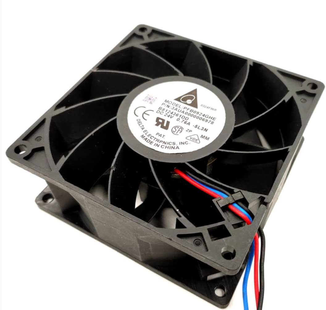 PFB0924GHE DC24V 0.76A 92mm Fan - 0.76A 9238 3-Wire Inverter Cooling Fan, Black - aloinfousa.com