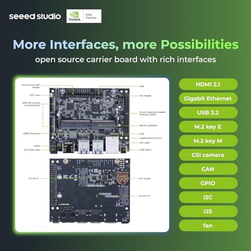 seeed studio NVIDIA Jetson Orin NX 16GB Edge AI Device - reComputer J4012, 4xUSB 3.2, M.2 Key E & Key M Slot, Pre-Installed Jetpack System with NVIDIA Jetpack on 128GB NVMe SSD|B0C88V4CB7