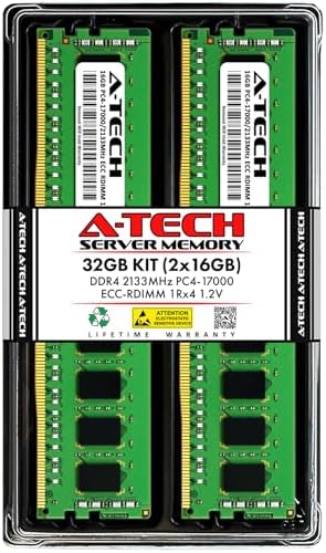 A-Tech 64GB Kit (2x32GB DDR4 2666MHz PC4-21300 ECC RDIMM 2Rx4 Dual Rank 1.2V ECC Registered DIMM 288-Pin Server & Workstation RAM Memory Upgrade Modules (A-Tech Enterprise Series