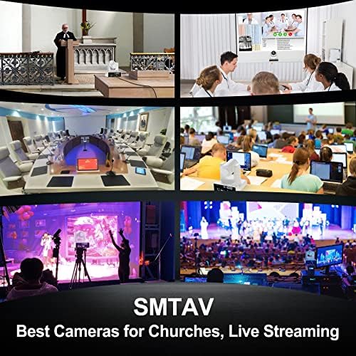 SMTAV PTZ Camera,30X AI Tracking with Zoom Camera with HDMI/SDI/USB3.0/IP Streaming Outputs for Meeting, Church, Events, Teaching(30X Optics Zoom, White