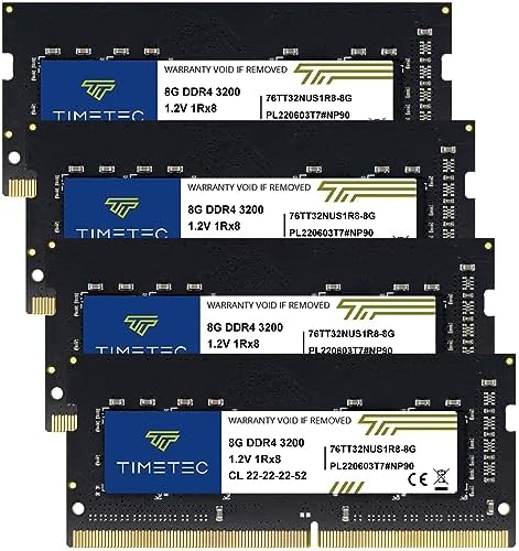 Timetec 16GB DDR4 3200MHz (or 2933MHz or 2666MHz) PC4-25600 Non-ECC Unbuffered 1.2V CL22 2Rx8 Dual Rank 260 Pin SODIMM Laptop Notebook PC Computer Memory RAM Module Upgrade|B098TXZY34
