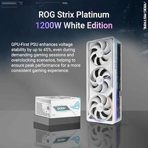 ASUS ROG Astral GeForce RTX 5090 White OC Edition Gaming Graphics Card (PCIe 5.0, 32GB GDDR7, HDMI/DP 2.1, 3.8-slot, 4fan design, Axial-tech fans, patented vapor chamber, Phase-change GPU thermal pad