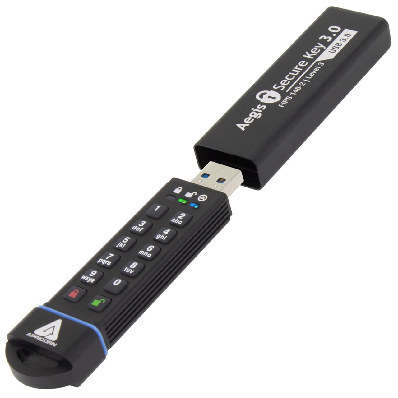 Apricorn 30GB Aegis Secure Key FIPS 140-2 Level 3 Validated 256-bit Encryption USB 3.0 Flash Drive (ASK3-30GB)