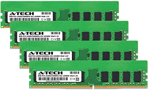 A-Tech 32GB Kit (4x8GB RAM for Dell PowerEdge R230, R240, R330, R330 XL, R340, T130, T140, T30, T330, T340 | DDR4 2400MHz PC4-19200 ECC-UDIMM 1Rx8 ECC Unbuffered Server Memory Upgrade