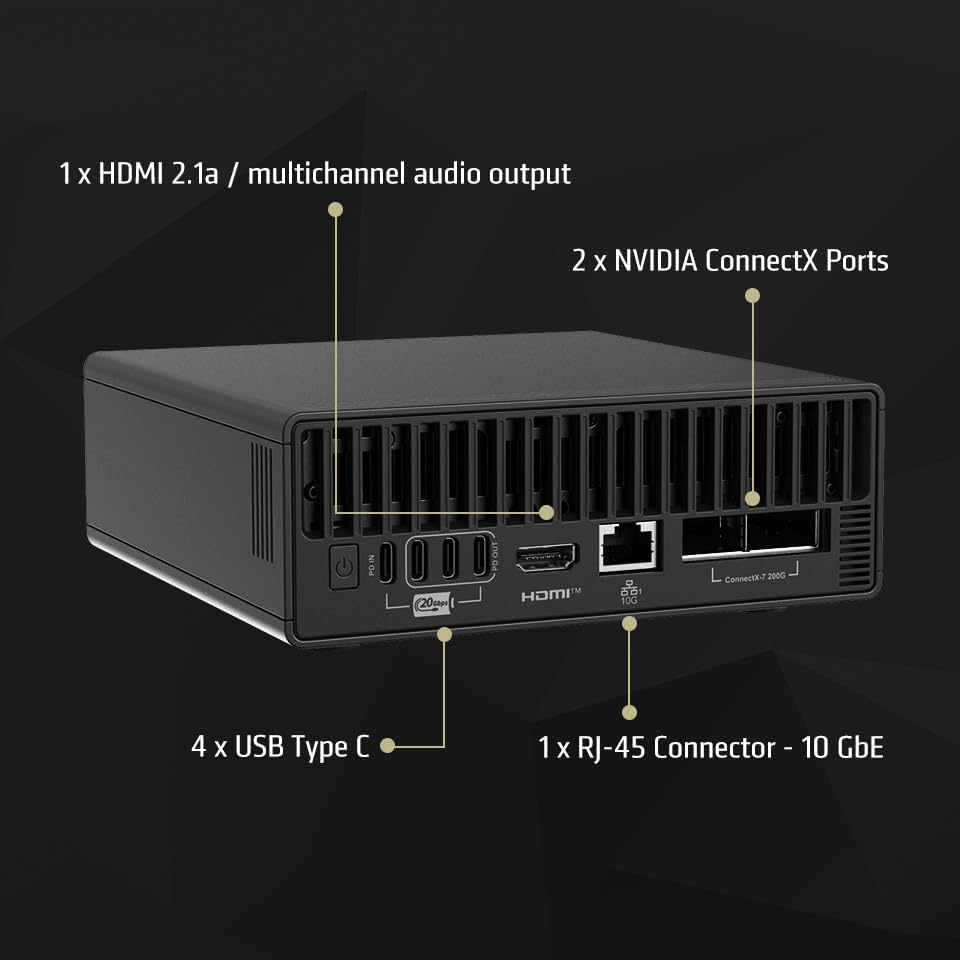 msi EdgeXpert AI Supercomputer Desktop, ARM CPU, NVIDIA GB10 Grace Blackwell Architecture, 128GB LPDDR5 Unify Memory, 4TB NVMe gen4 SSD, WiFi 7, BT 5.3, NVIDIA DGX OS: 11SUS Black