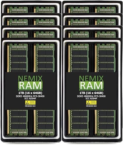 NEMIX RAM 128GB (2X64GB DDR5 4800MHZ PC5-38400 2Rx4 1.1V CL40 288-PIN ECC RDIMM Registered Server Memory KIT Compatible with Dell PowerEdge R660 Rack Server